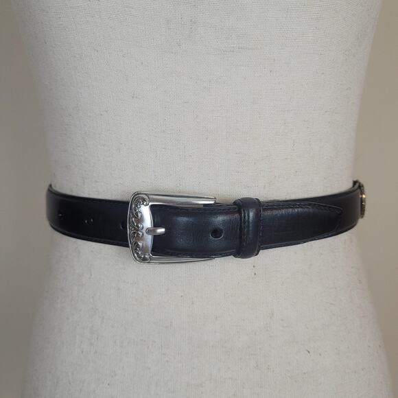Fossil Belt Small Black Leather Heart Concho Engraved Western Boho Cowgirl Boho main image 7